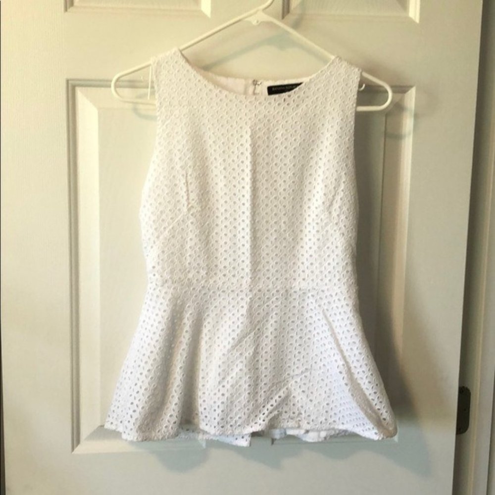 Banana Republic White Peplum 100% Cotton Sleeveless Top Size 0